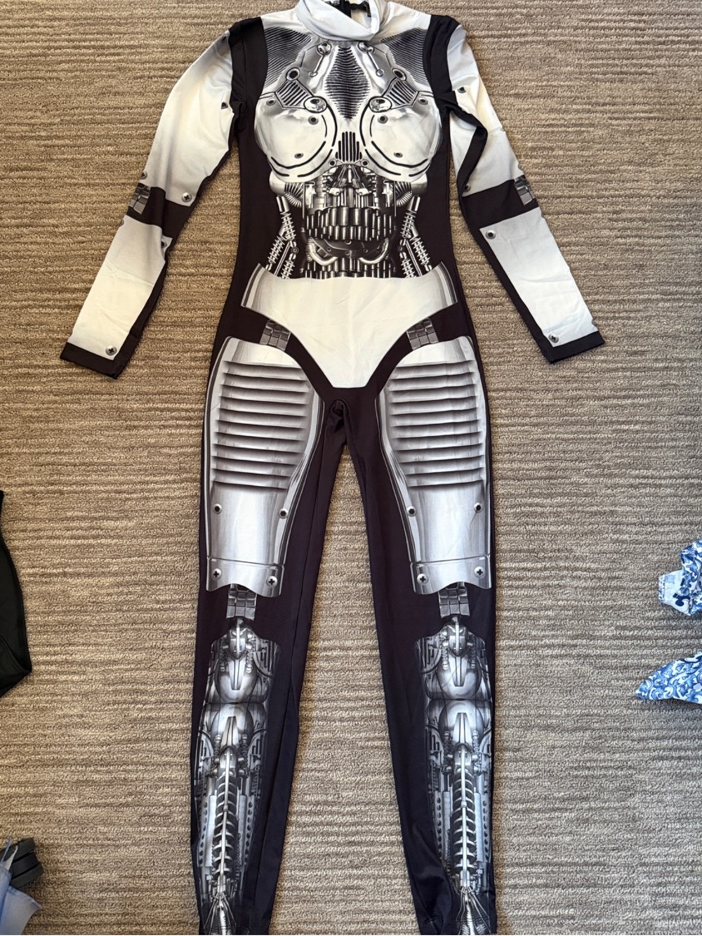Jaded LNDN Black & Silver Cyborg Print Long-Sleeve Catsuit